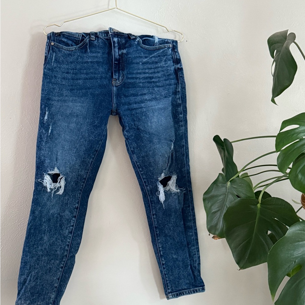 Kancan Dark Blue Distressed Skinny Jeans